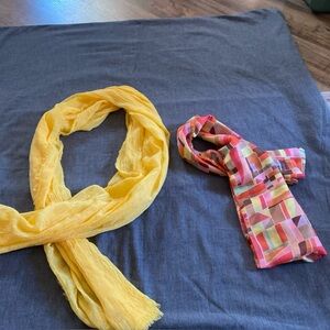 Yellow and multi colored scarf bundle
